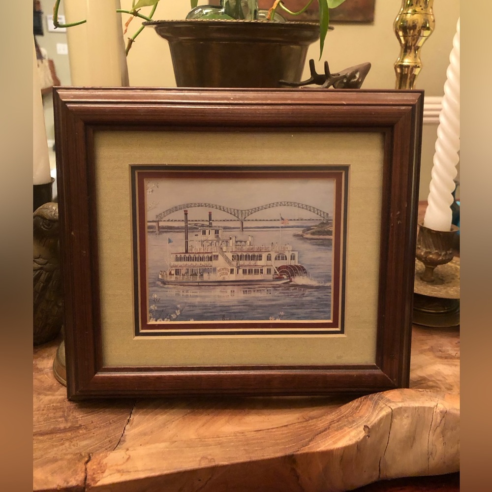 Vintage Memphis Queen print in triple mat wood frame Memphis memorabilia